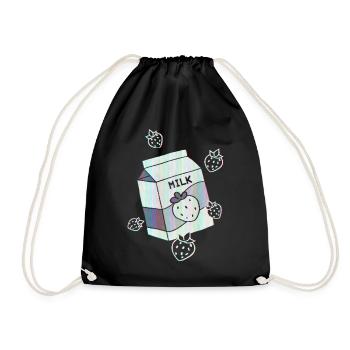Cassette Futurism Strawberry Milk Retro Futurism - Drawstring Bag - black - Front