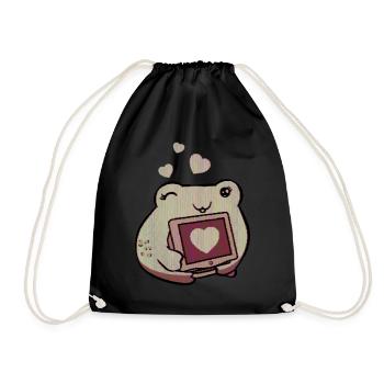 Cassette Futurism Kawaii Frog Retro Futurism - Drawstring Bag - black - Front