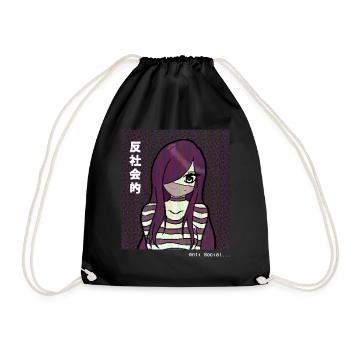Cassette Futurism Anime Girl Retro Futurism - Drawstring Bag - black - Front