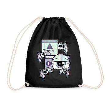 Cassette Futurism Weirdcore Eyeball Retro Futurism - Drawstring Bag - black - Front