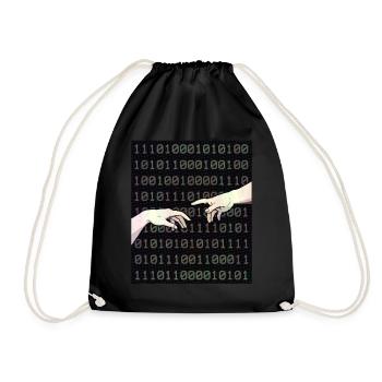 Cassette Futurism Creation Of Adam Retro Futurism - Drawstring Bag - black - Front