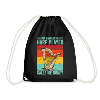 Harpist Harpist Retro - Drawstring Bag - black - Front