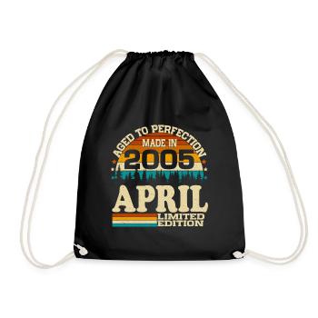 April 2005 vintage vintage retro birthday - Drawstring Bag - black - Front