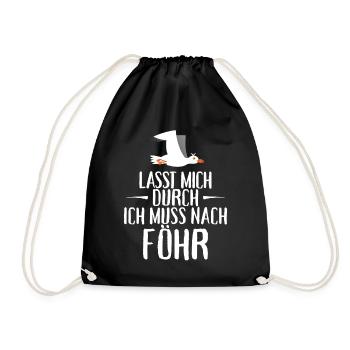 Lasst mich durch nach Föhr Möwe Sonne Strand Meer - Turnbeutel - Schwarz - Vorne
