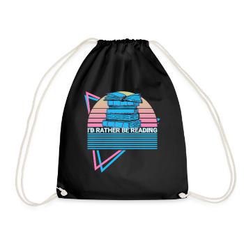 Funny Book Reader Bookworm - Drawstring Bag - black - Front