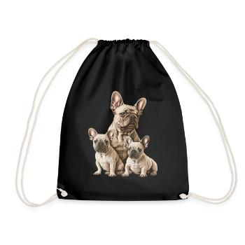 Famille de bouledogue français - Sac de sport léger - noir - Devant