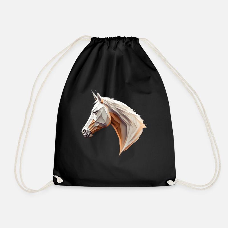 Polygon Pferdekopf Pferd horse head low poly - Turnbeutel - Schwarz