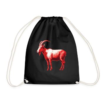 Goat red and white - Drawstring Bag - black - Front