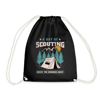 A Day Of Scouting Keeps The Worries Away - Drawstring Bag - black - Front