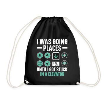 I was on my way up until I was in elevators - Drawstring Bag - black - Front