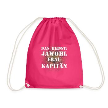 Das heißt Jawohl Frau Kapitän Bundeswehr Offizier - Turnbeutel - Fuchsia - Vorne