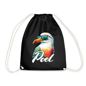 Poel holiday cool colorful seagull with sunglasses - Drawstring Bag - black - Front