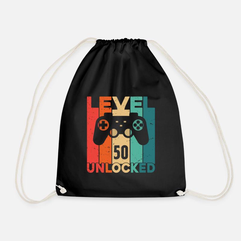 Level 50 Unlocked - Drawstring Bag - black