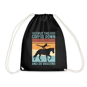 Turn off coffee Horse vaulting retro - Drawstring Bag - black - Front