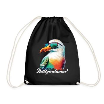 Heiligendamm holiday cool seagull with sunglasses - Drawstring Bag - black - Front