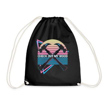 Funny Carpenter Retro Carpentry - Drawstring Bag - black - Front