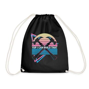 Funny Carpenter Retro Carpentry - Drawstring Bag - black - Front
