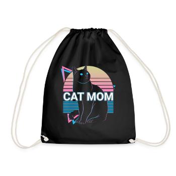 Cat Mama Retro - Drawstring Bag - black - Front