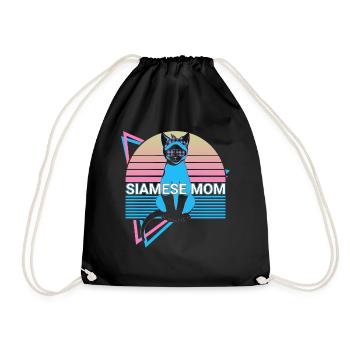 Drôle de chat siamois Rétro - Sac de sport léger - noir - Devant