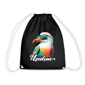 Usedom vacances mouette colorée fraîche avec des lunettes de soleil - Sac de sport léger - noir - Devant