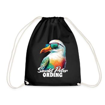 St. Peter Ording Holiday Seagull with sunglasses - Drawstring Bag - black - Front