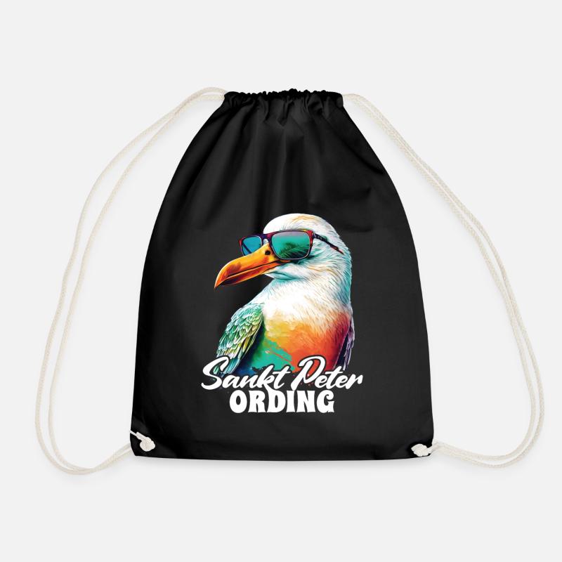 St. Peter Ording Holiday Seagull avec lunettes de soleil - Sac de sport léger - noir