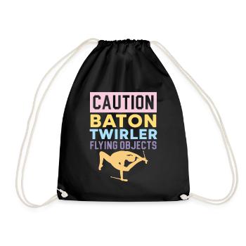 Caution Baton Twirler Flying objects Baton Twi - Drawstring Bag - black - Front