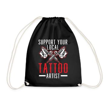 Support your local tattoo artist Tatt - Drawstring Bag - black - Front