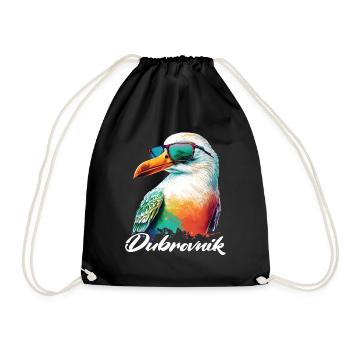 Dubrovnik Croatia Holiday Cool Seagull Sunglasses - Drawstring Bag - black - Front