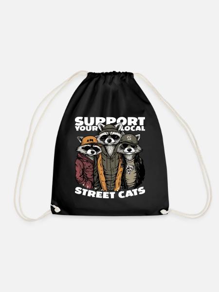 Support Your Local Street Cats Waschbär Opossum - Turnbeutel - Schwarz