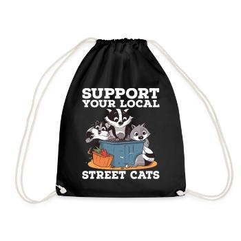 Support Your Local Street Cats Waschbär Opossum - Turnbeutel - Schwarz - Vorne