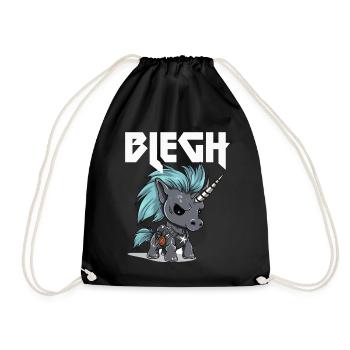 Blegh Heavy Metal Metalcore Einhorn - Turnbeutel - Schwarz - Vorne