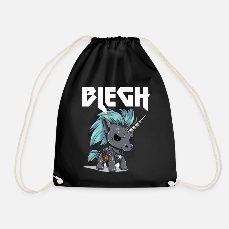Blegh Heavy Metal Metalcore Unicorn - Drawstring Bag - black