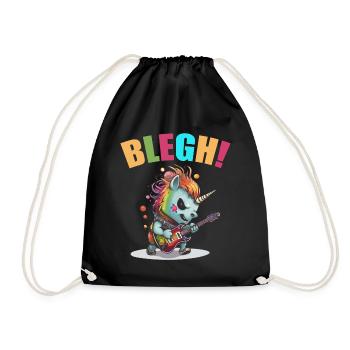 Blegh Heavy Metal Metalcore Einhorn - Turnbeutel - Schwarz - Vorne