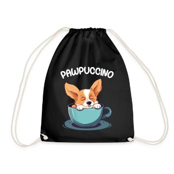 Pawpuccino Puppucino Chien dans la tasse de café Corgi - Sac de sport léger - noir - Devant