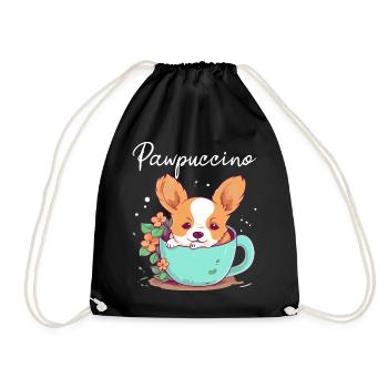 Pawpuccino Puppucino Chien dans la tasse de café Corgi - Sac de sport léger - noir - Devant