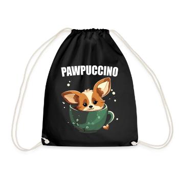 Pawpuccino Puppucino Chien dans la tasse de café Corgi - Sac de sport léger - noir - Devant
