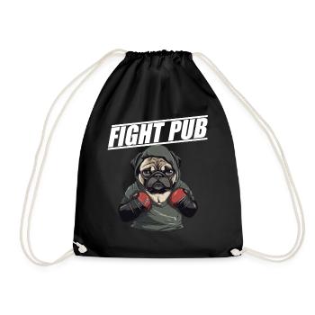 Fight Pub Mops mit Boxhandschuhen - Turnbeutel - Schwarz - Vorne