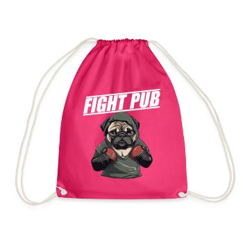 Fight Pub Mops mit Boxhandschuhen - Turnbeutel - Fuchsia - Vorne