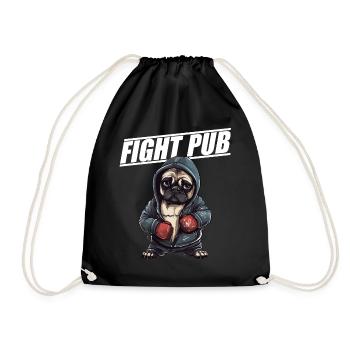 Fight Pub Mops mit Boxhandschuhen Boxer - Turnbeutel - Schwarz - Vorne