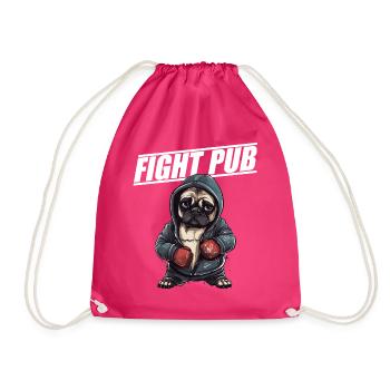 Fight Pub Mops mit Boxhandschuhen Boxer - Turnbeutel - Fuchsia - Vorne
