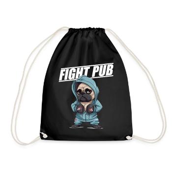 Fight Pub Mops mit Boxhandschuhen Boxer - Turnbeutel - Schwarz - Vorne