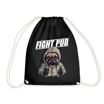 Fight Pub Mops mit Boxhandschuhen Boxer - Turnbeutel - Schwarz - Vorne
