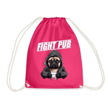 Fight Pub Mops mit Boxhandschuhen Boxer - Turnbeutel - Fuchsia - Vorne
