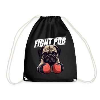 Fight Pub Mops mit Boxhandschuhen Boxer - Turnbeutel - Schwarz - Vorne