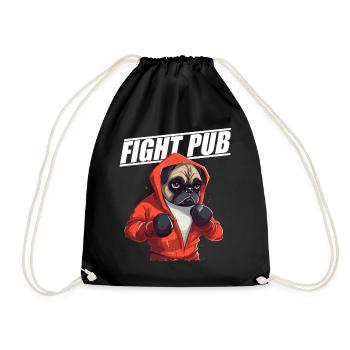 Fight Pub Pug with Boxing Gloves Boxer - Drawstring Bag - black - Front