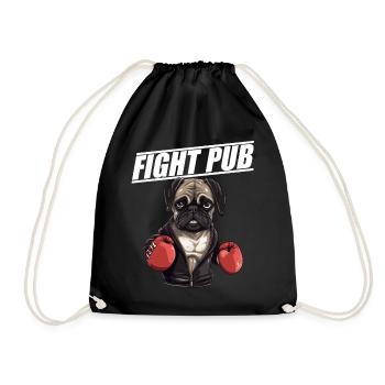 Fight Pub Pug with Boxing Gloves Boxer - Drawstring Bag - black - Front