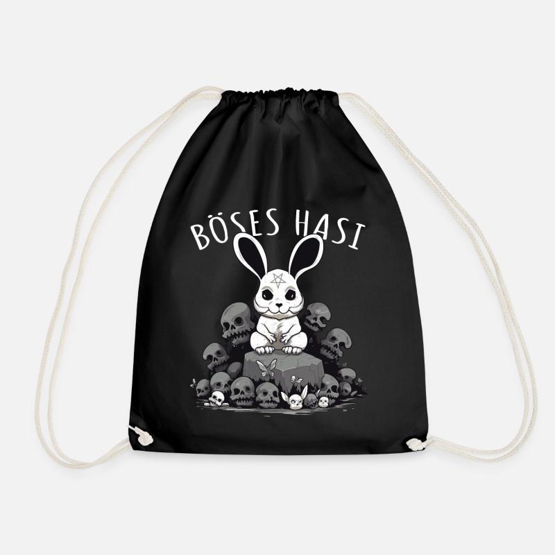 Pastel Goth Böses Hasi Pentagramm - Turnbeutel - Schwarz