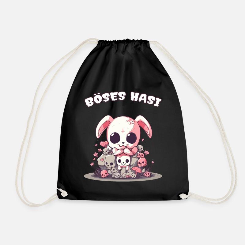 Pastel Goth Böses Hasi Pentagramm - Turnbeutel - Schwarz