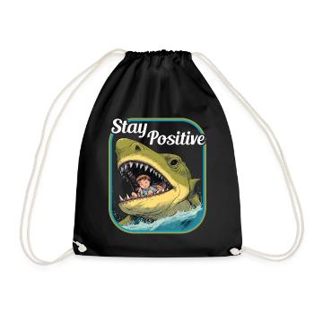 Restez positif Requin requin avec enfant - Sac de sport léger - noir - Devant